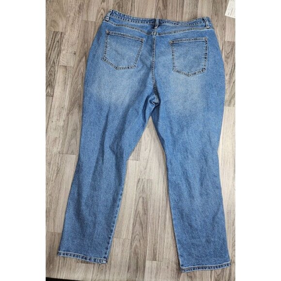 (3/$35) Arizona Jean Co Size 21 Distressed High Rise Curvy Denim Blue Mom Jeans - Picture 2 of 11